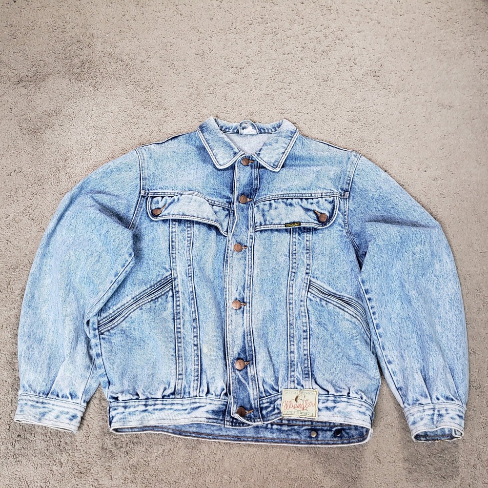 VTG Wrangler Denim Trucker Jacket American Cowboys Men M Blue Acid Wash 70s 80s